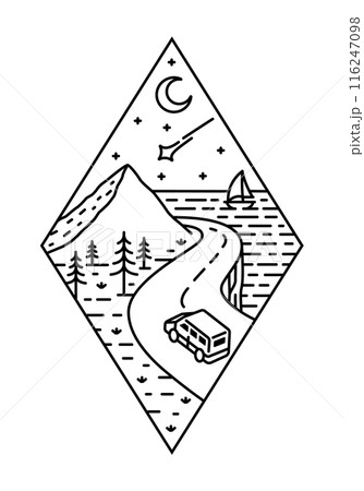 beautiful nature line art illustration vector 116247098