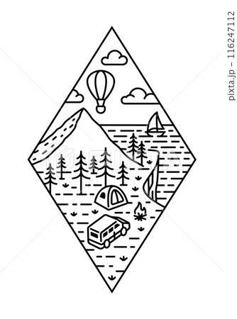 beautiful nature line art illustration vector 116247112