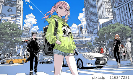 都会を歩く若い女性