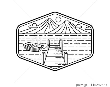 natural scenery in the frame line art illustration 116247563