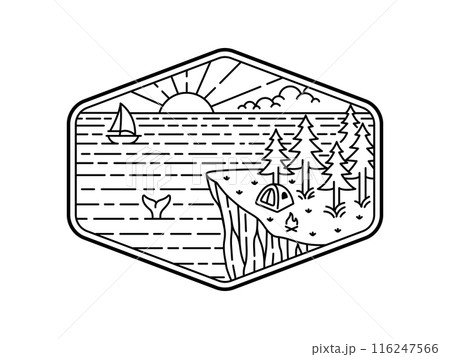 natural scenery in the frame line art illustration 116247566