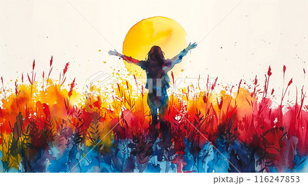 Vibrant National Campaign Brand Awareness in Flat Design - Watercolor Illustration Front View Concept Vibrant National Campaign Brand Awareness in Flat Design - Watercolor Illustration Front View Concept 116247853