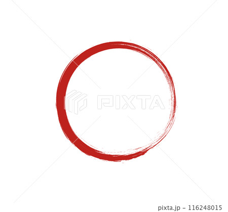 筆で描いた赤色のシンプルな円のイラスト 116248015