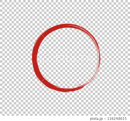 筆で描いた赤色のシンプルな円のイラスト 116248015