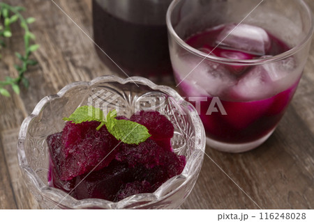 赤紫蘇のシャーベット グラス 赤紫蘇ジュース ピッチャー 赤紫蘇のシャーベット グラス 赤紫蘇ジュース ピッチャー 116248028
