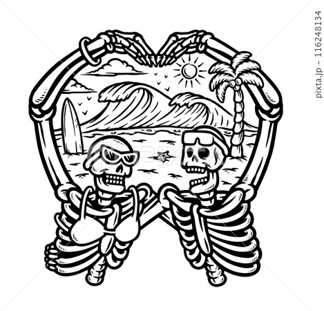 couple of skulls love the beach 116248134