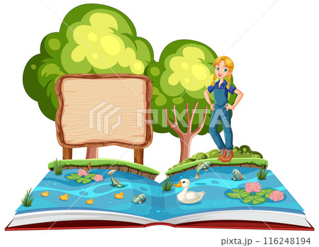 Open Book with Nature Scene 116248194