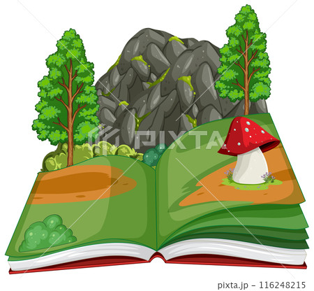 Open Book with Nature Scene 116248215