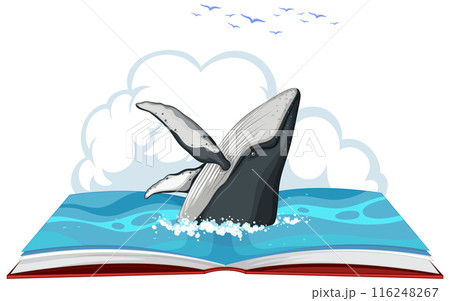 Whale Emerging from Open Book 116248267