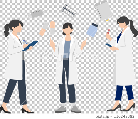 Illustration of a doctor (pharmacist) talking about medicine Illustration of a doctor (pharmacist) talking about medicine 116248382