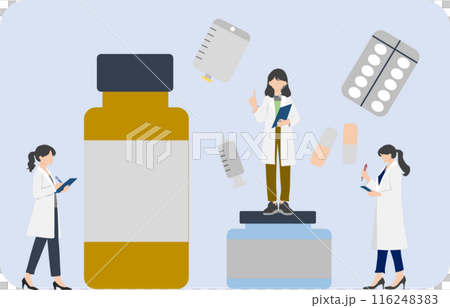 Illustration of a doctor (pharmacist) talking about medicine Illustration of a doctor (pharmacist) talking about medicine 116248383