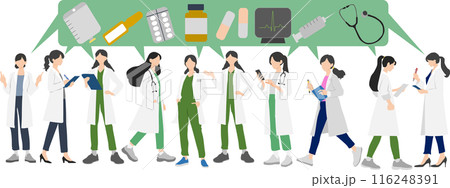 薬について話す医者(薬剤師)のイラスト 薬について話す医者(薬剤師)のイラスト 116248391