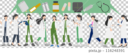 薬について話す医者(薬剤師)のイラスト 薬について話す医者(薬剤師)のイラスト 116248391