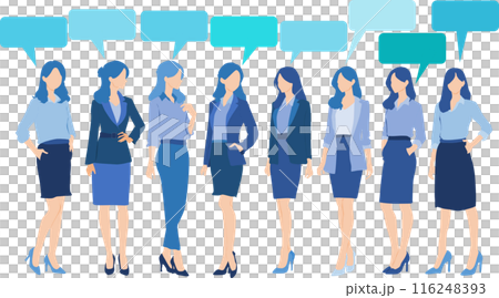 会話する女性実業家(ビジネスウーマン)のイラストセット 会話する女性実業家(ビジネスウーマン)のイラストセット 116248393