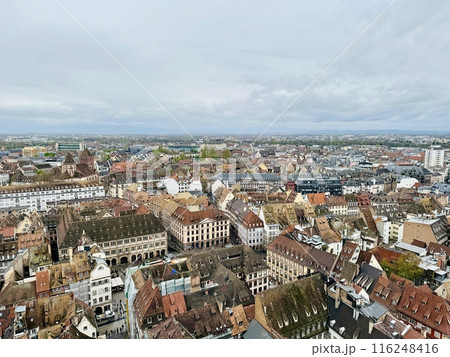 Panoramic view from the cathedral of Strasbourg. Alsace. France roof.  116248416