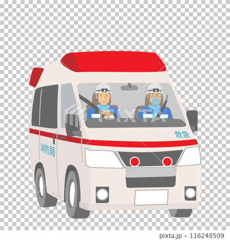 救急車に乗った救急隊員たちのイラスト 救急車に乗った救急隊員たちのイラスト 116248509