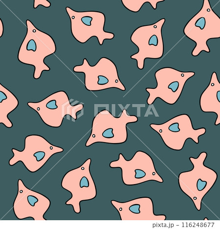 Vector isolated illustration of pattern with fishes. 116248677