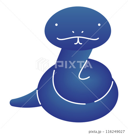 かわいい青色のヘビのイラスト 年賀状素材 かわいい青色のヘビのイラスト 年賀状素材 116249027