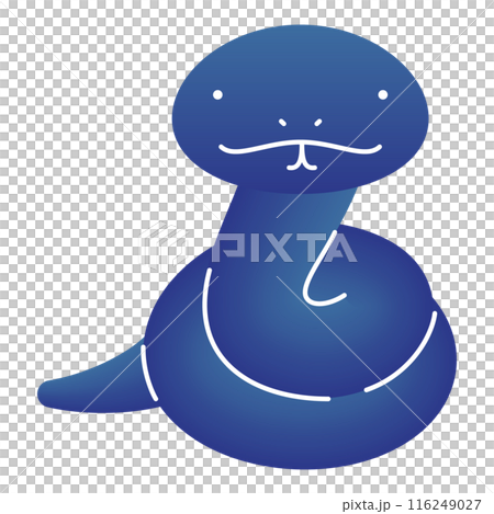かわいい青色のヘビのイラスト 年賀状素材 かわいい青色のヘビのイラスト 年賀状素材 116249027