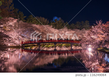 日本さくら名所100選　青森　弘前公園　夜桜ライトアップ 116249064