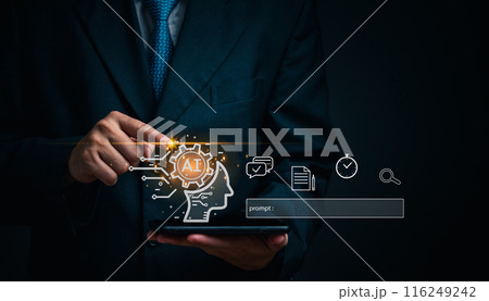 digital technology artificial intelligence AI Prompt chat and communication online network innovation concept. 116249242