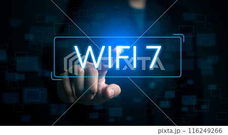 Futuristic concept of advanced WiFi 7 technology. 116249266