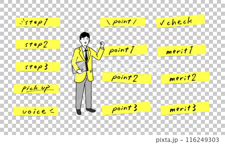 かわいい手書きの英語文字入りのふせん素材セット、ベクター かわいい手書きの英語文字入りのふせん素材セット、ベクター 116249303