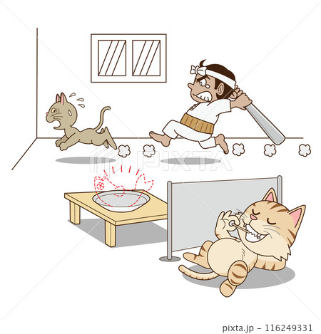 皿嘗めた猫が科を負う 116249331