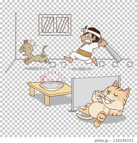 皿嘗めた猫が科を負う 116249331