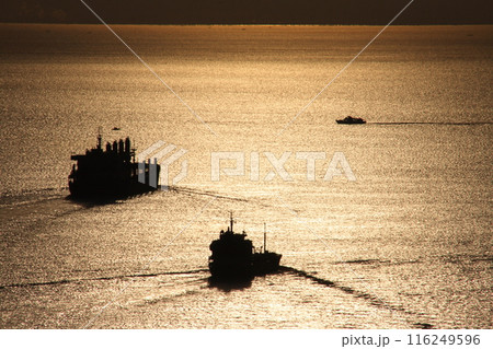 今治糸山展望台からの朝焼けの海 今治糸山展望台からの朝焼けの海 116249596