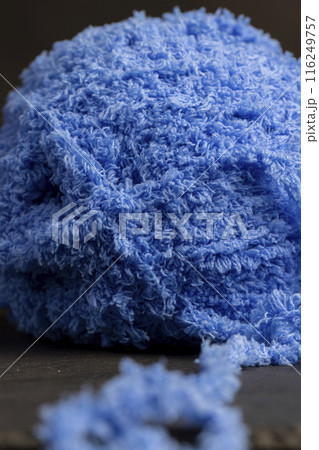new soft blue threads with traces of other threads close-up 116249757
