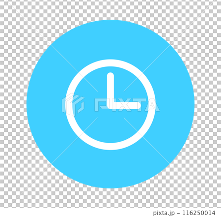 Simple light blue clock icon 116250014