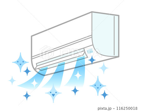 クリーニング後の綺麗な空気のクーラーや冷房をイメージしたイラスト 116250018
