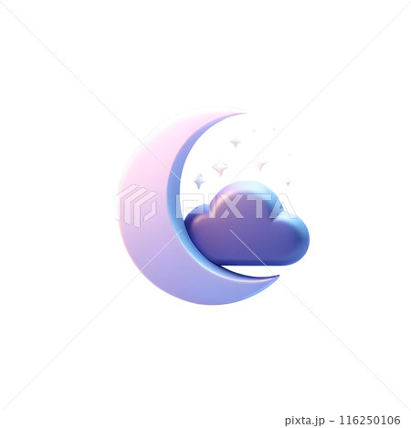 3d crescent moon with cloud  116250106