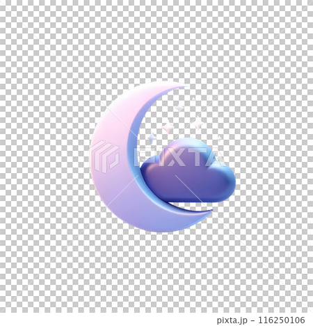 3d crescent moon with cloud  116250106