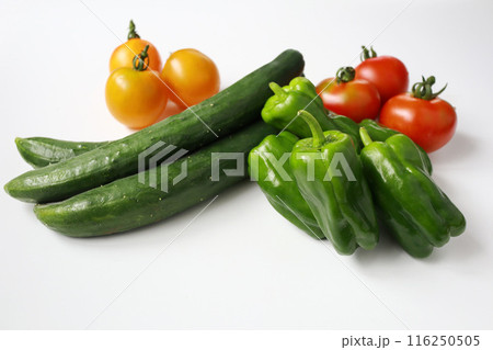 新鮮な夏野菜 白背景 新鮮な夏野菜 白背景 116250505