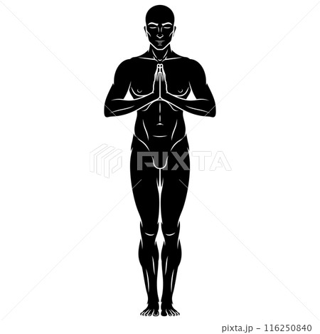 Man exercising meditating doing yoga 116250840