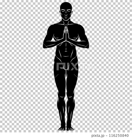 Man exercising meditating doing yoga 116250840
