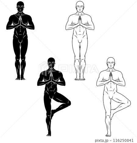 Man exercising meditating doing yoga 116250841