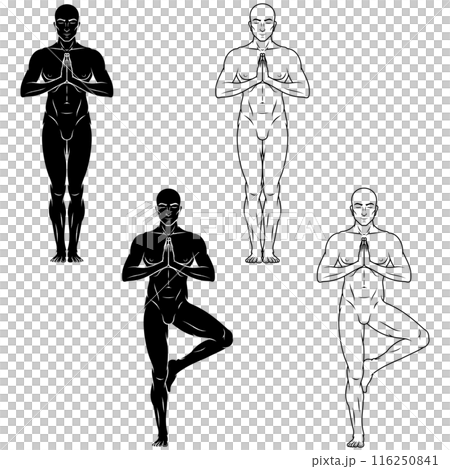 Man exercising meditating doing yoga 116250841