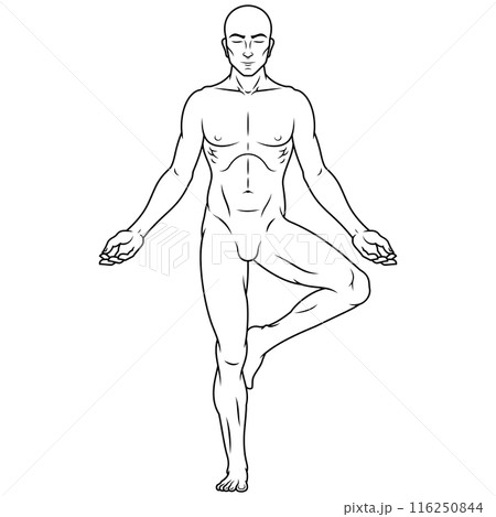 Man exercising meditating doing yoga 116250844