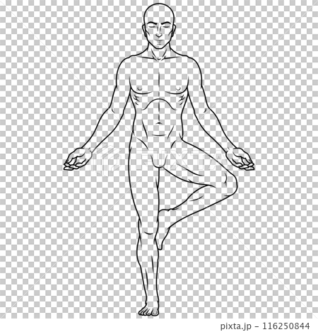 Man exercising meditating doing yoga Man exercising meditating doing yoga 116250844