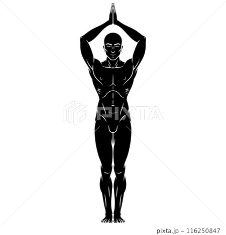 Man exercising meditating doing yoga 116250847