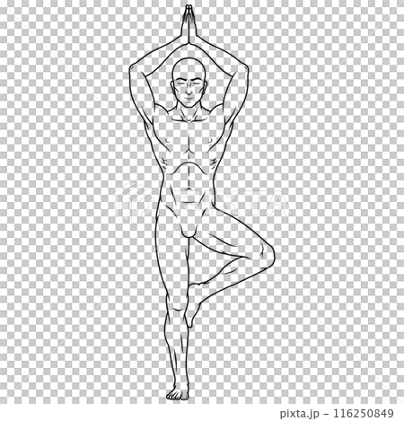 Man exercising meditating doing yoga Man exercising meditating doing yoga 116250849