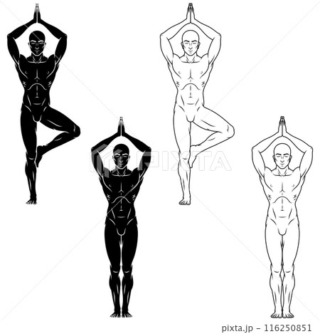 Man exercising meditating doing yoga 116250851