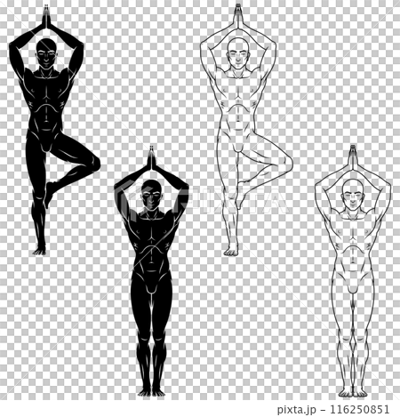 Man exercising meditating doing yoga 116250851