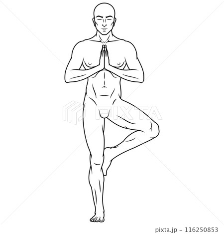 Man exercising meditating doing yoga Man exercising meditating doing yoga 116250853
