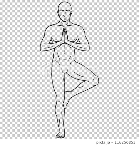 Man exercising meditating doing yoga Man exercising meditating doing yoga 116250853