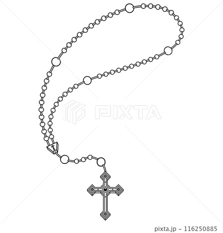 Rosary with cross of the Christian religion Rosary with cross of the Christian religion 116250885