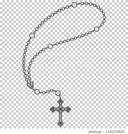 Rosary with cross of the Christian religion 116250885